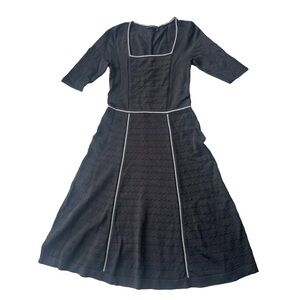 Nanette Lepore Black Fit & Flare Midi Dress with Square Neckline - Size XS